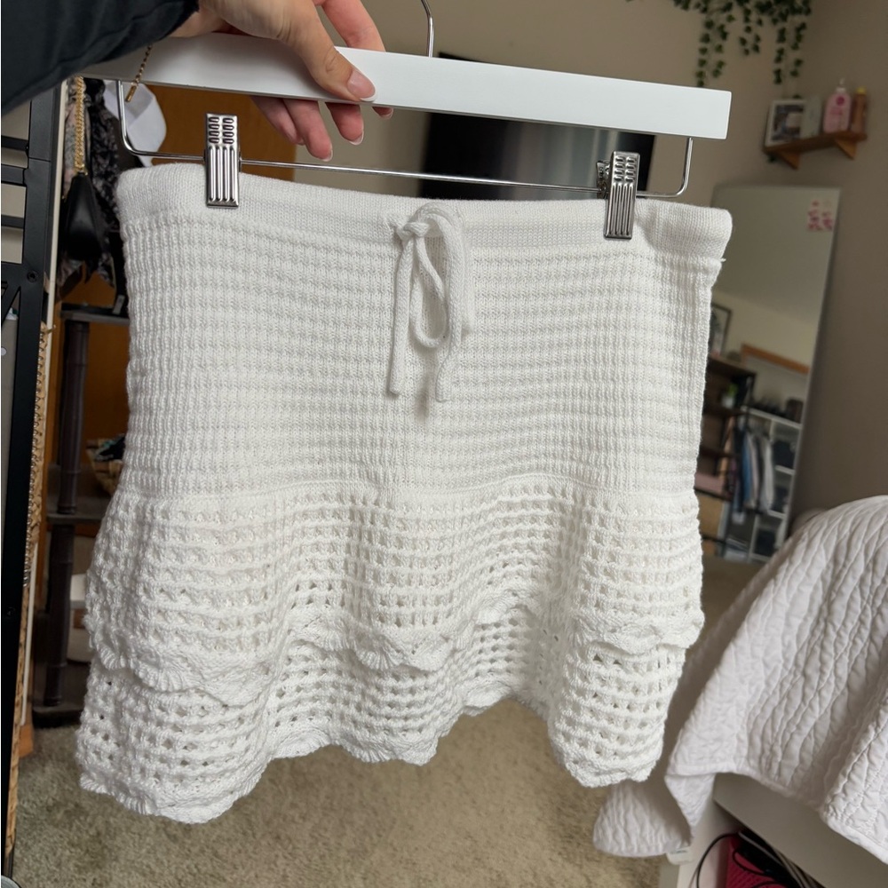 Wild Fable White Textured Mini Skirt